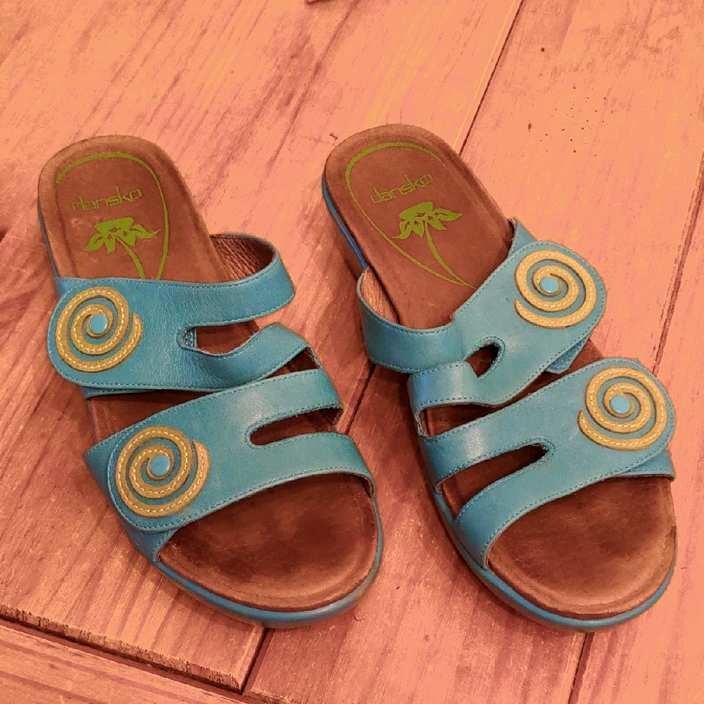 Dansko Pasadena Collection Teal Dixie Sandals, Size 39 - Picture 1 of 14